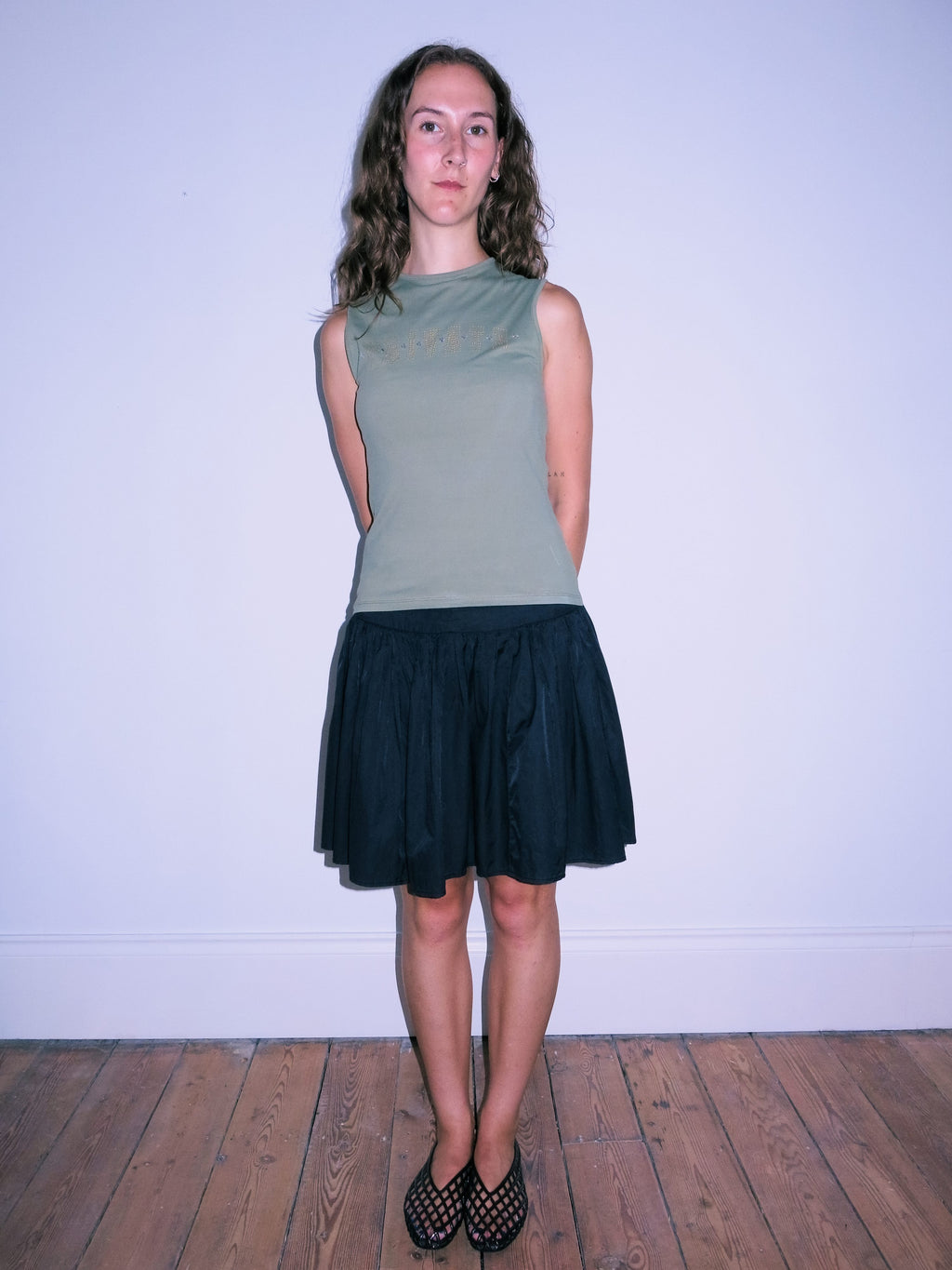 Dropped Waist Black Mini Skirt
