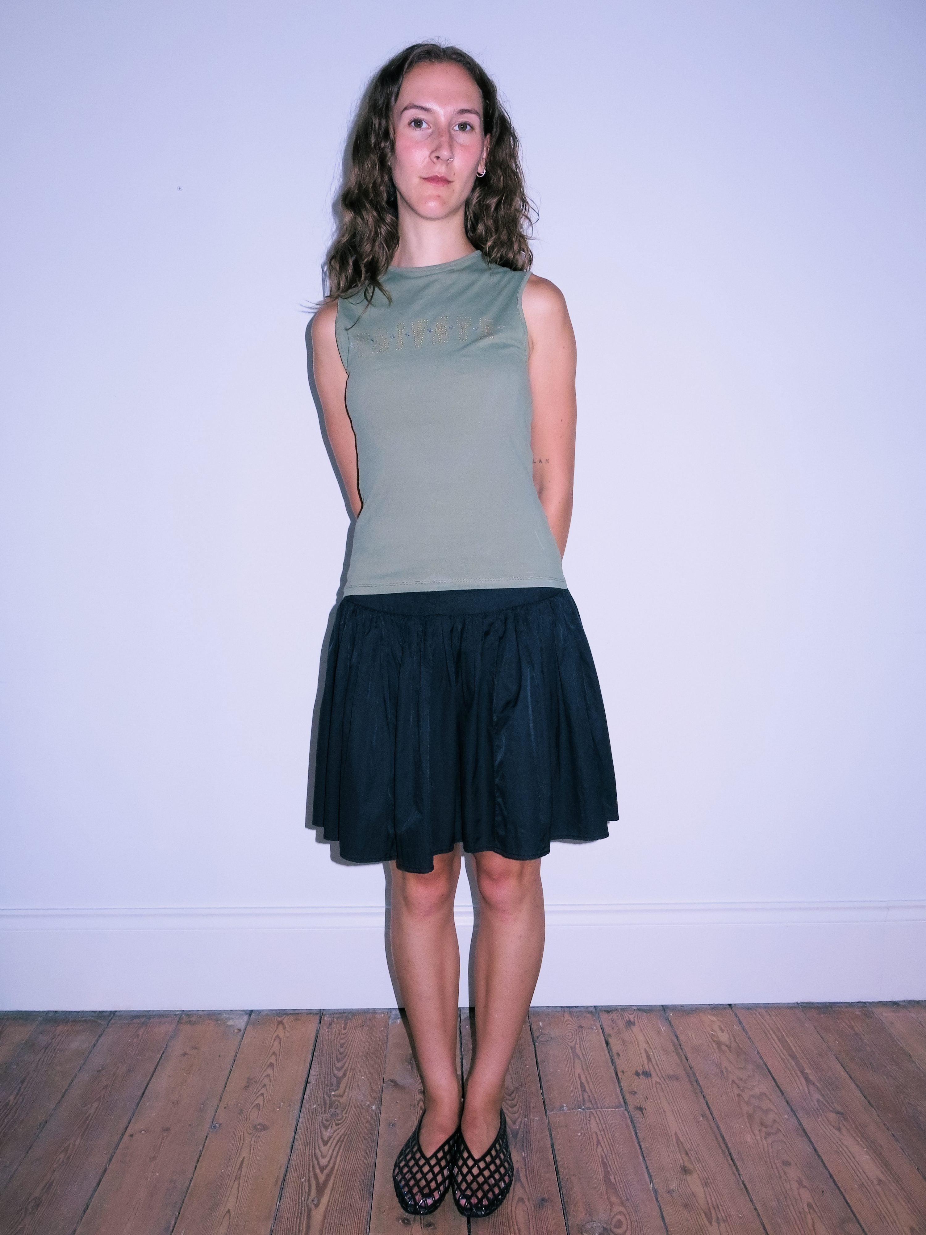 Dropped Waist Black Mini Skirt