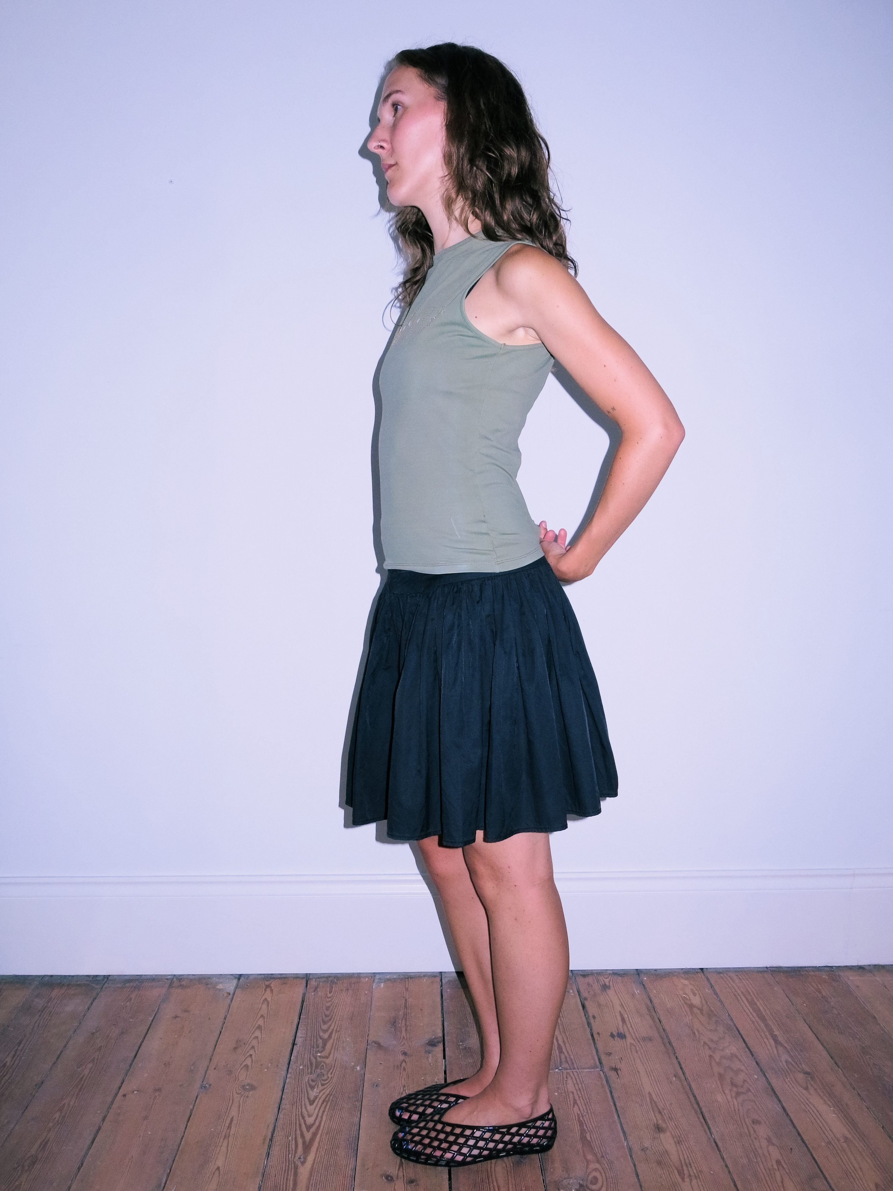 Dropped Waist Black Mini Skirt