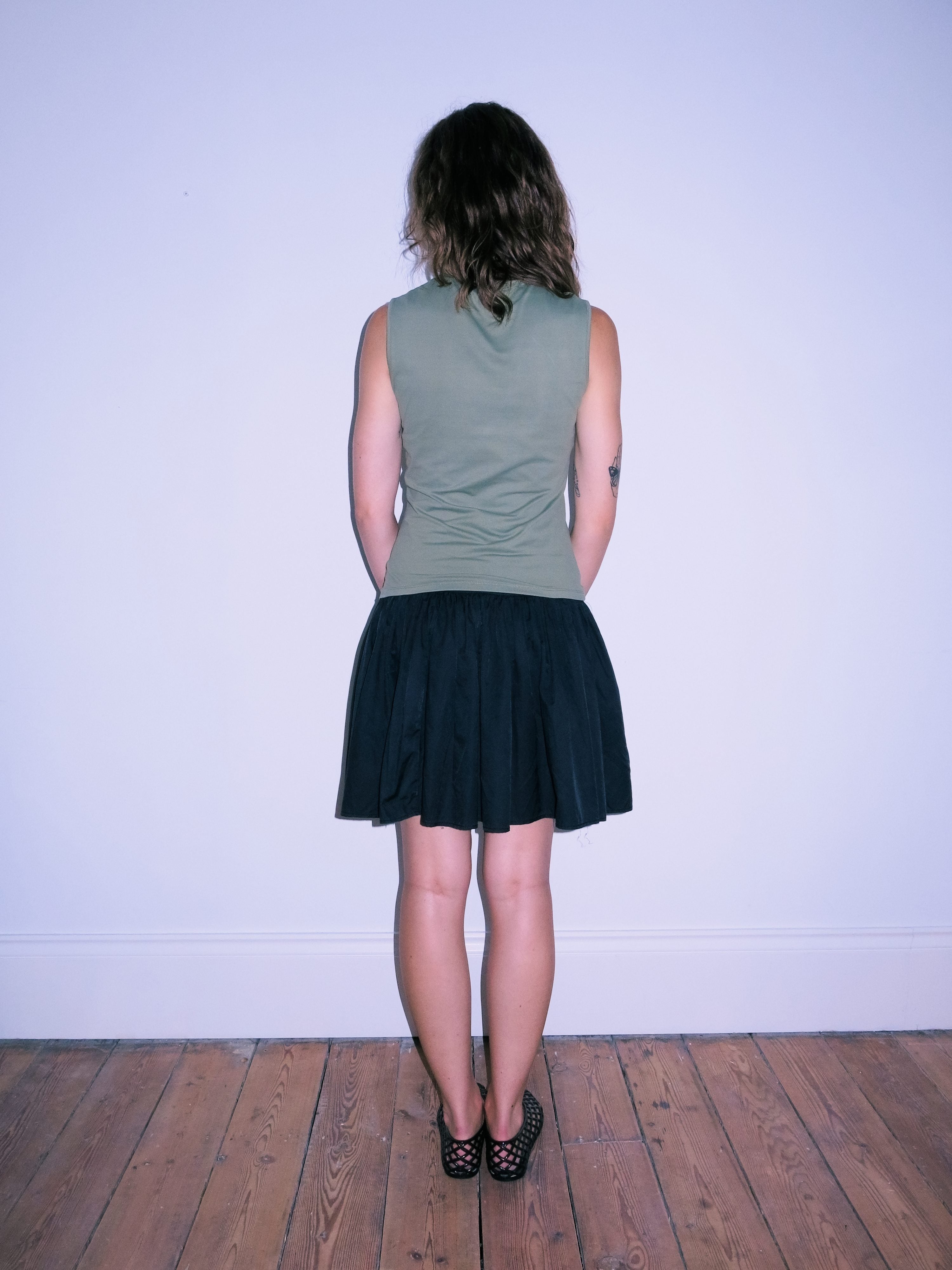 Dropped Waist Black Mini Skirt