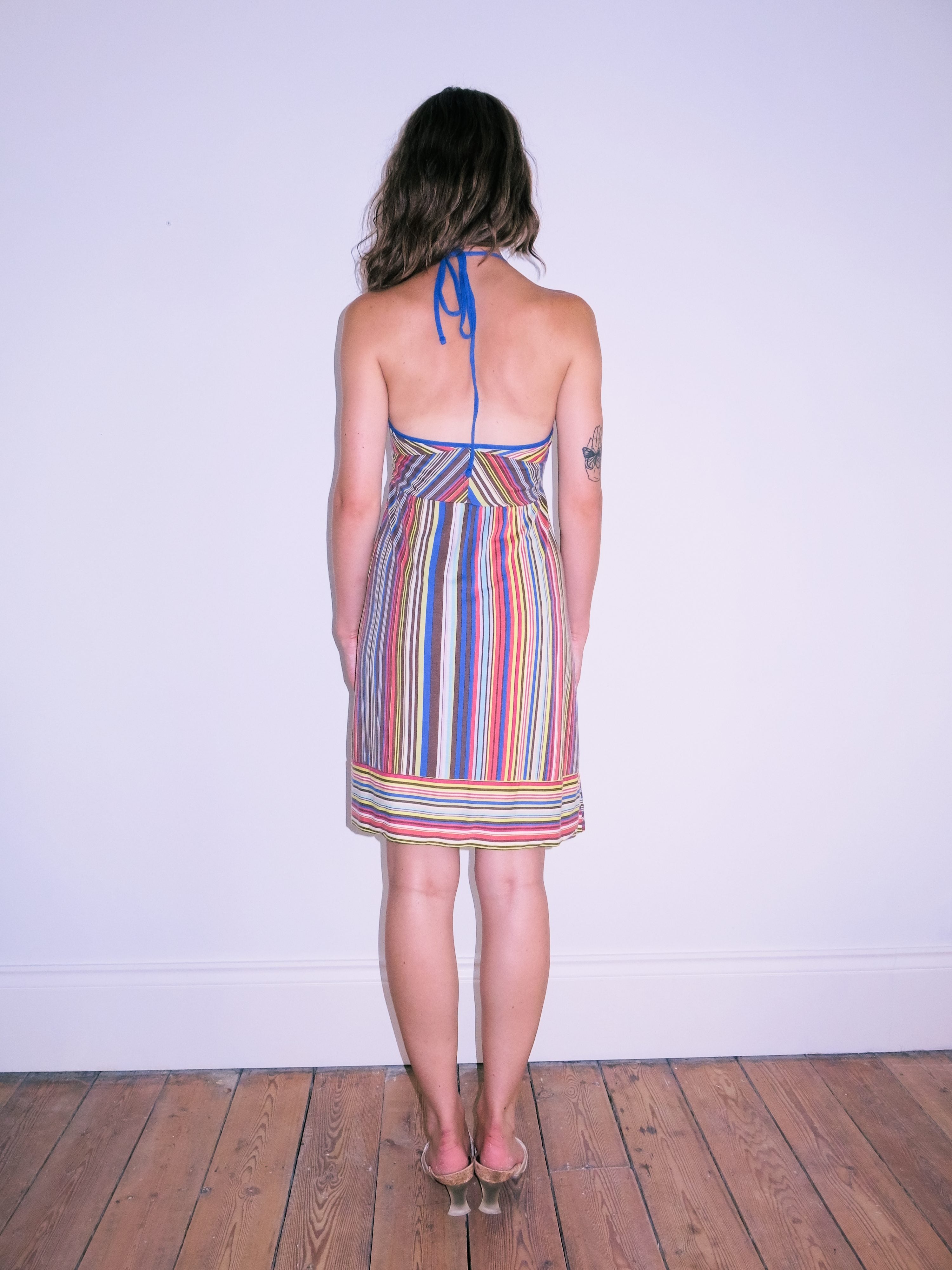 Striped Summer Halter Mini Dress