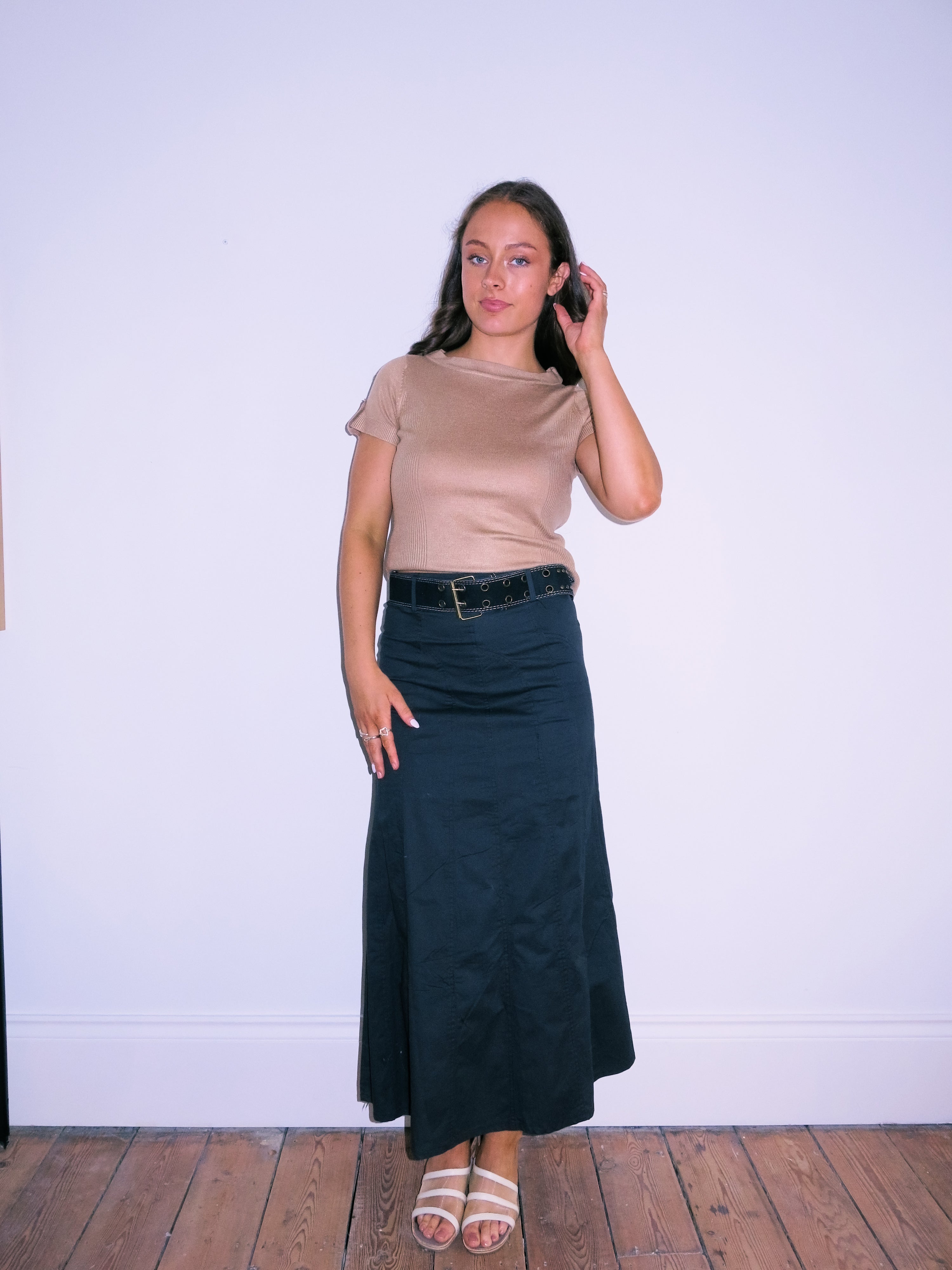 Pannelled Black Maxi Skirt