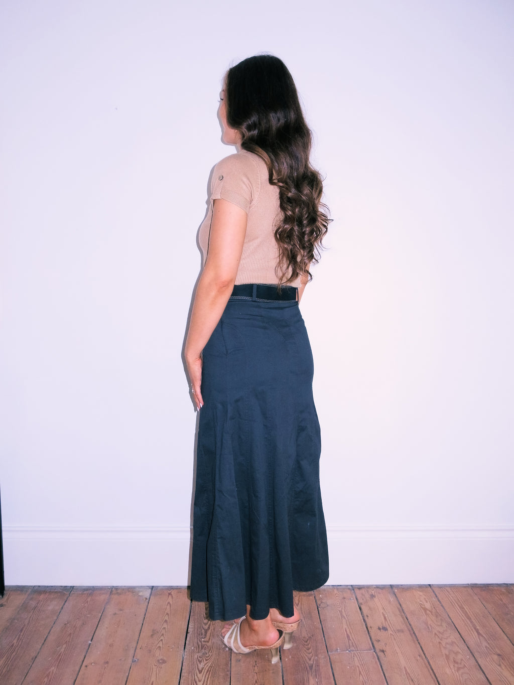 Pannelled Black Maxi Skirt