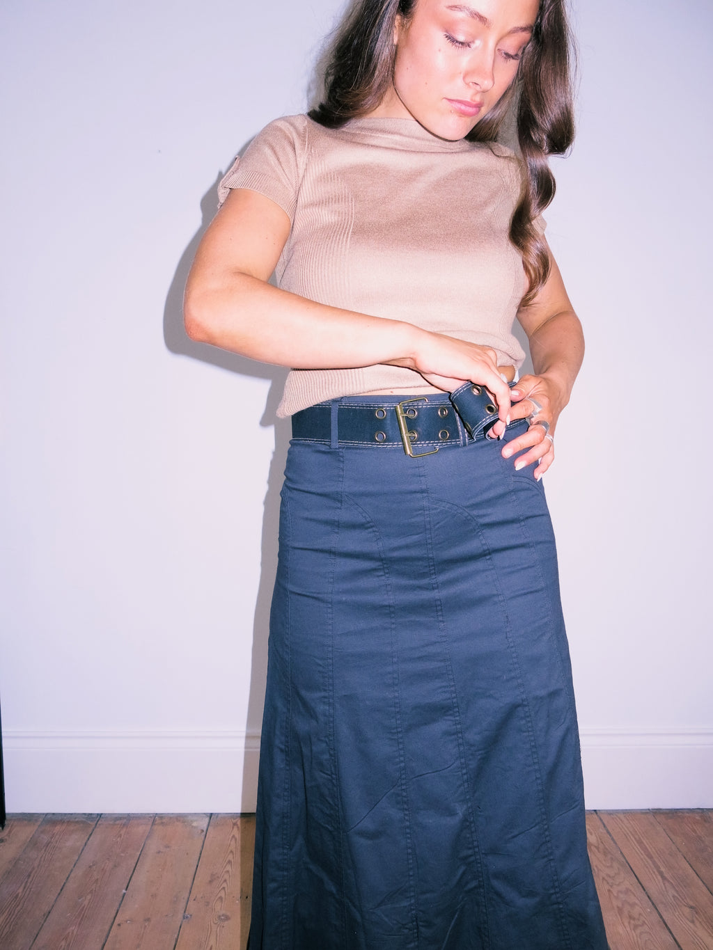 Pannelled Black Maxi Skirt