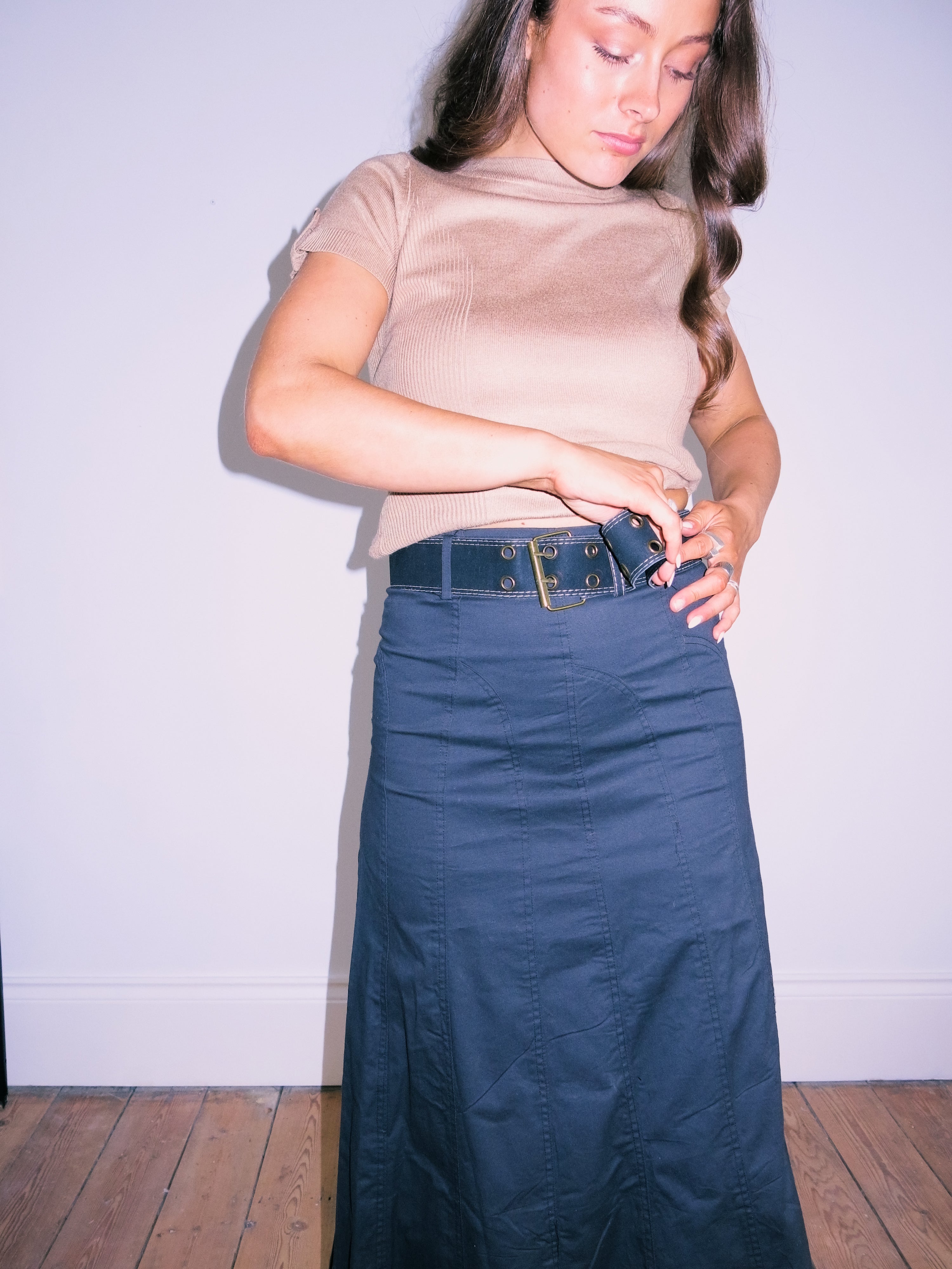 Pannelled Black Maxi Skirt