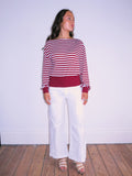 Slash Neck Striped Long Sleeved Top