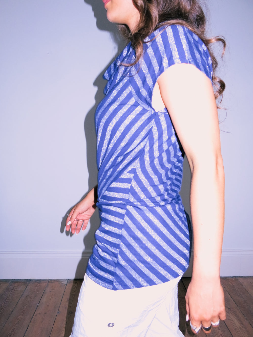 Asymmetric Off The Shoulder Striped Top