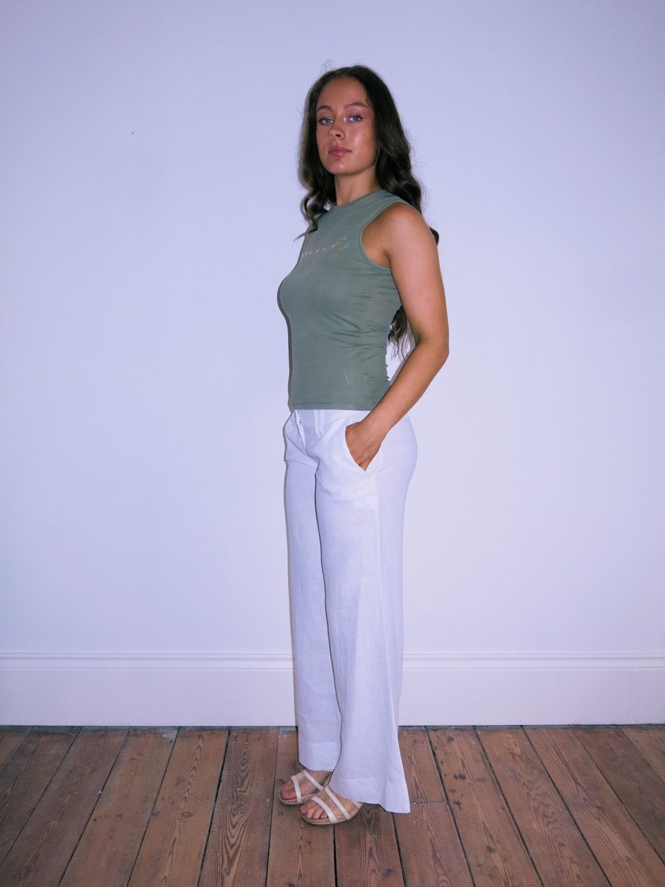 'Private' Studded Khaki Top