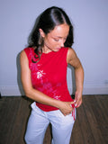 Red Side Ruched Tank Top