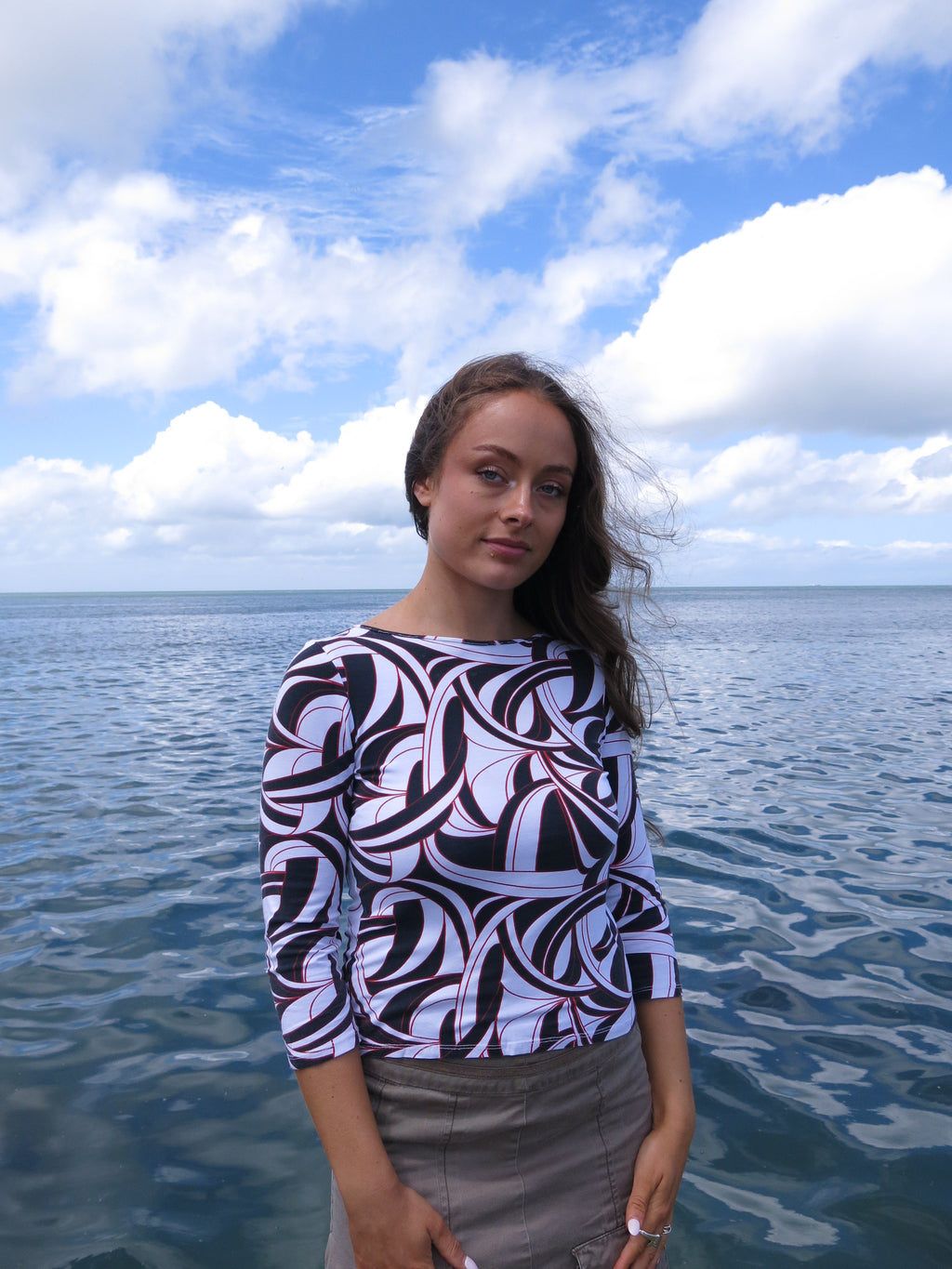 Slash Neck 3/4 Sleeved Top