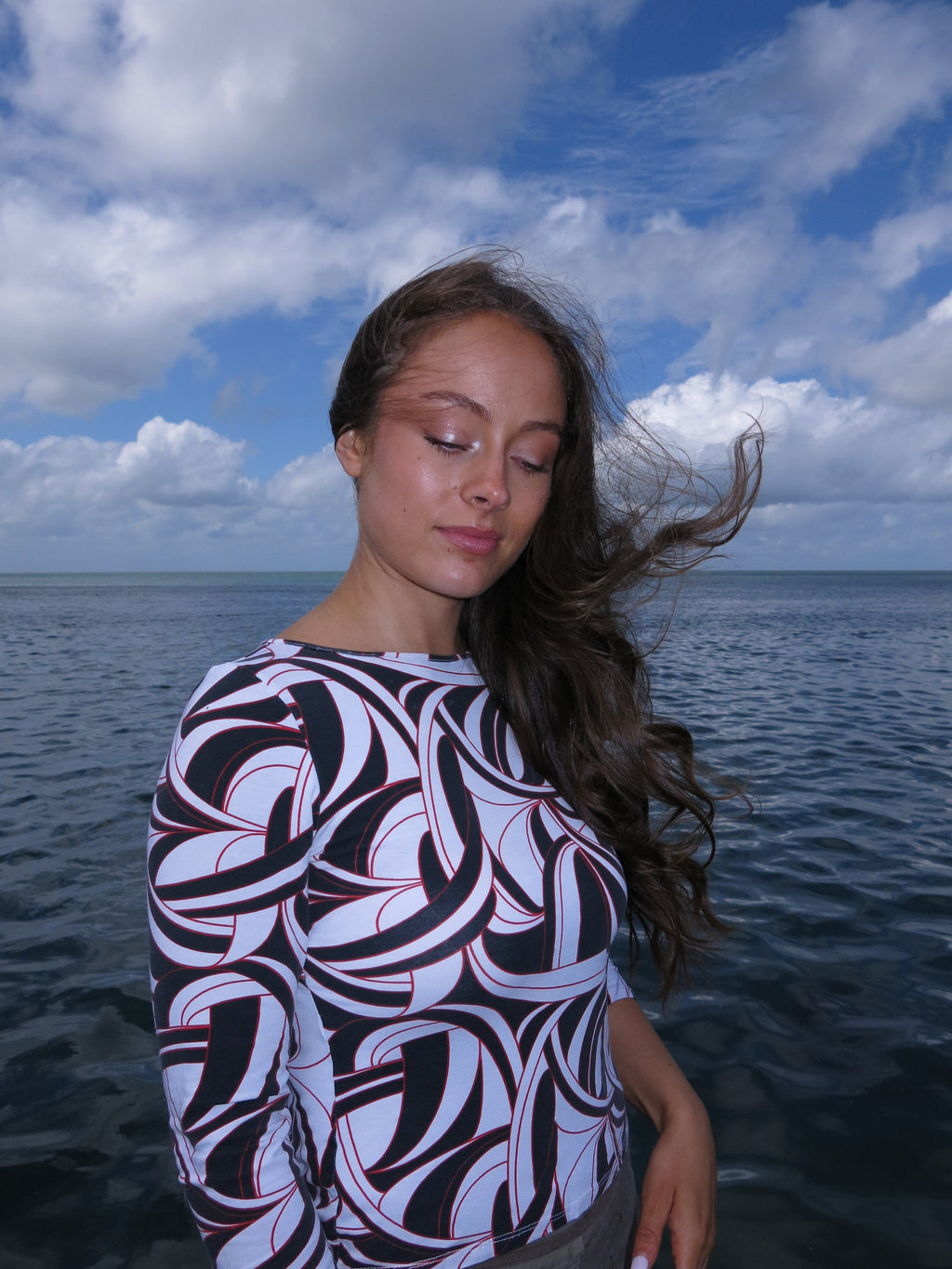 Slash Neck 3/4 Sleeved Top