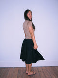 Dropped Waist Black Midi Skirt