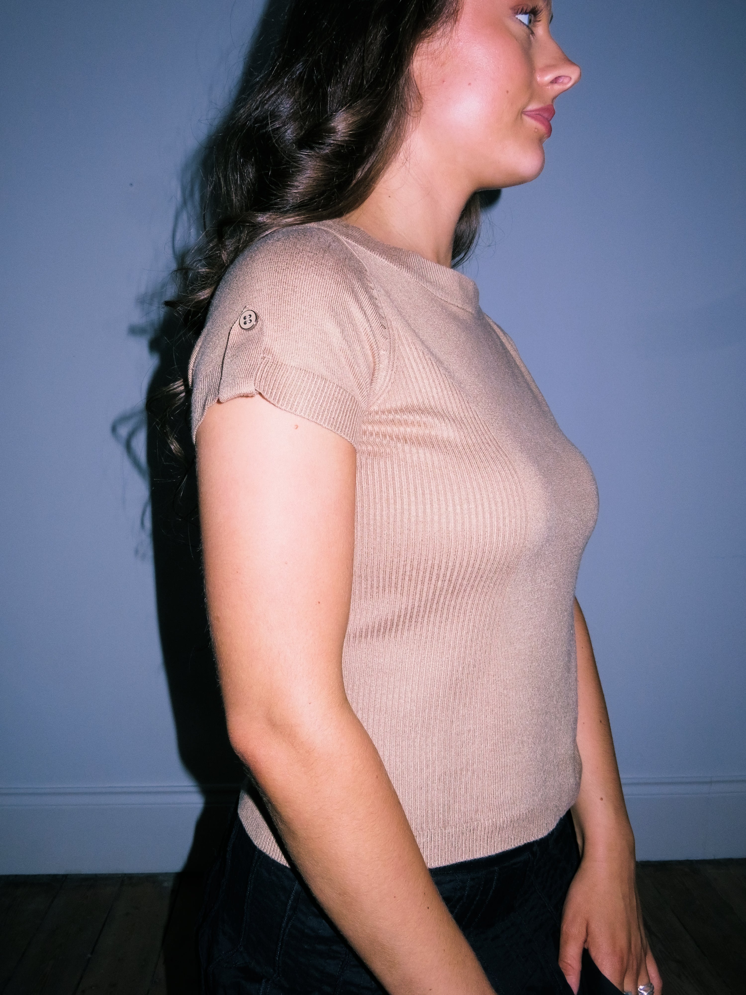 Side Rib Camel Top